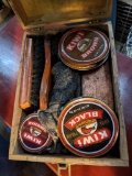 Vintage Shoe Shine Box and Contents