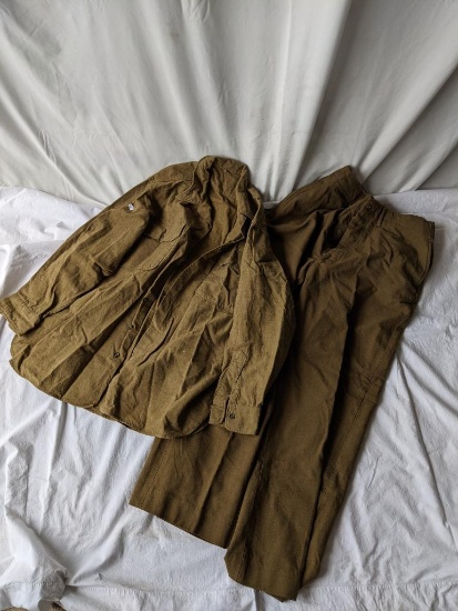 WWII American Shirt, Size 16, and Pants, Approx. 34" Waist