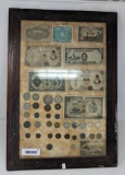 Display Including Various War Time Foreign Coins & Currency