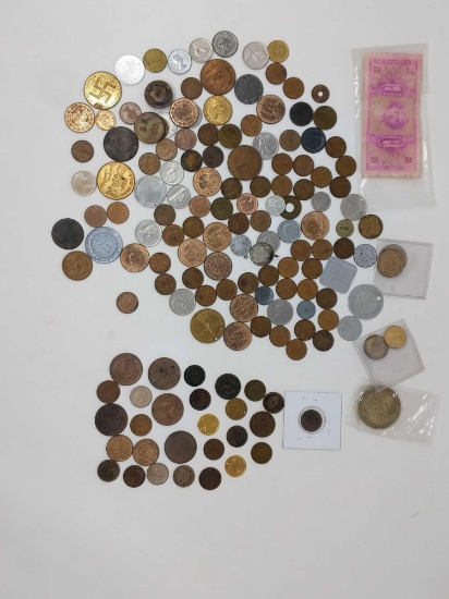 28 Damaged Corroded U.S. Coins; 125 Foreign & Misc.