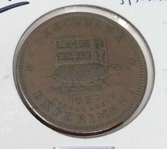 1837 Turtle & Jackass Token, VF-XF