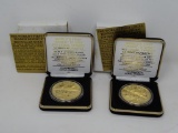 (2) 1991 Desert Storm Coins, Nickel Silver Gold-Plated with COA