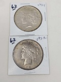 2 Peace Silver Dollars 1924
