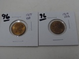 (2) 1909 VDB Lincoln Cents BU Red