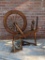 Spinning Wheel with Photo of Woman at Spinning Wheel