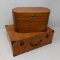 Oval Sewing Box with Sewing Contents and Handled Decorative Box