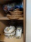 Floral Cookware, Baskets, Solo Cups-Kitchen Cabinet Contents
