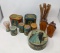 Grouping of Tea Tins, Oriental Containers, Chop Sticks