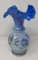 Fenton Vase with Opalescent Neck and Ruffled Edge