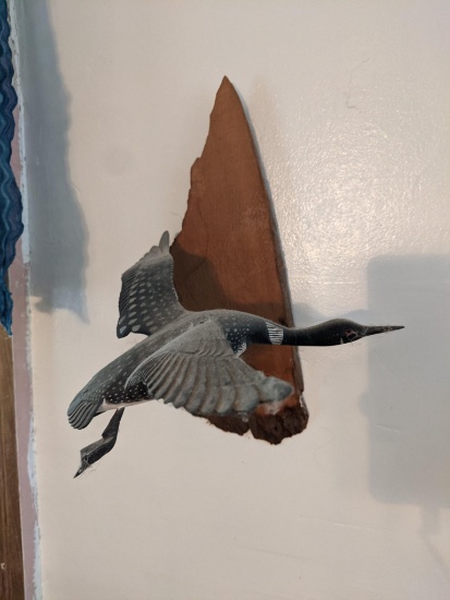 Wood-Carved Loon in Flight