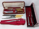 3 Carving Sets and Crystal Handled Knife