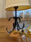 Brass Desk Lamp and Table Lamp with Copper Base & Tan Shade