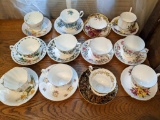 Grouping of Bone China Cups & Saucers