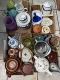 Tea Pots, Creamers, Spoon Rests, Vases, Enameled Dish
