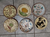 Grouping of 6 Redware Plates