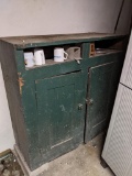 Early Green Painted Jelly Cupboard and Contents