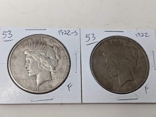 Peace Dollars- 1922 & 22S F