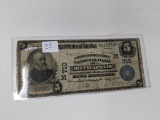 1902 $5 National Note 3rd Charter FR 606 VG