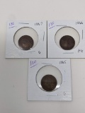 Indian Cents 1865 G, 66 AG,, 67 G