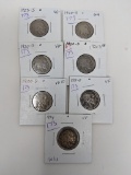 Buffalo Nickel 1914 VF, 15D VF, (2) 20D, (2) 20S, 23S G-VF