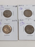 Buffalo Nickel 1923 AU, 27 AU, 29S AU, 35 AU