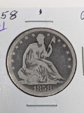 Seated Half 1858 G