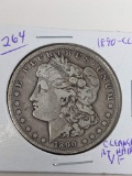 Morgan Dollar 1890CC Cleaned at Hair VF