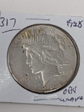 Peace Dollar 1928 Cleaned Obv. XF