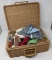Wicker Case with Doll Clothes & Hats