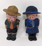 Two Uniformed Dolls with Hats