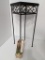 Wrought Iron Stand with Swirl Mosaic Top and Frog Decorative Thermometer