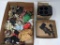 Miniature Cast Iron Stove, Wooden Box, Woven Piece, Figures, Pottery Inkwell, Miniature Nativity