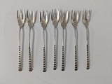 Set of 7 Sterling Monogrammed Cocktail Forks