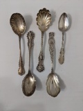5 Sterling Spoons: Sugar Shells and tea spoon