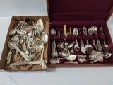 Large Grouping of Silver Plated Flatware with Chest