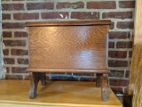 Wooden Shoeshine Box with Hinged Lid and Contents of CDs