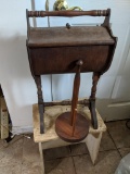 Wooden Sewing Stand, Foot Stool in White Paint and Paper Towel Holder