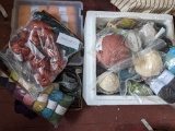 Large Lot of Yarn, Mostly New and Small Organizer of Beads