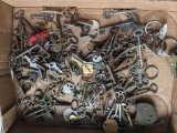 Large Grouping of Keys, a Lock and Jack Daniels Tin