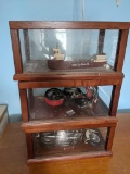 3-Tier Display Cabinet with Boat Model and 2 Motorcycle Models