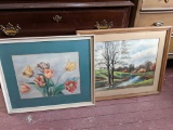 2 Framed Watercolor Paintings by C. Lyon