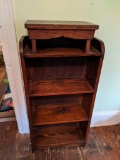 Wooden Bookshelf and Oak Foot Stool