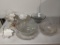 Glass Serving Bowls, Cake Stand, White Glass Bride's Baskets and China Pitcher