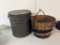 Lidded Lard Tin and Wooden Bucket