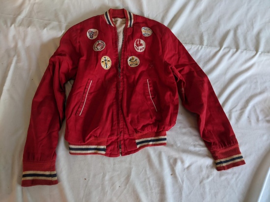 1960's Child's Red Jacket with Baseball Patches