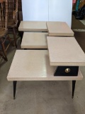 Deco Style Coffee Table and Pair of Step-Down End Tables