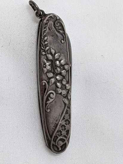 Floral Repousse 800 Silver Cased Knife