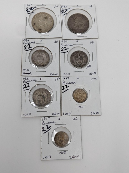 Panama (2) 1947, 1930, 32, 34, 32, 47 Silver