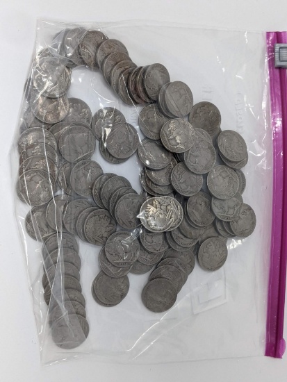 100 Buffalo Nickels, All with Dates, Most Full Dates