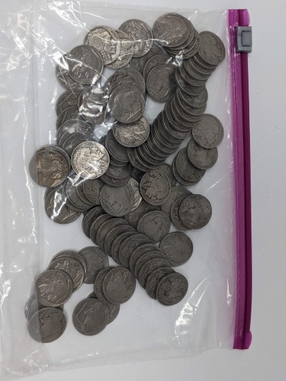 100 Buffalo Nickels, All with Dates, Most Full Dates